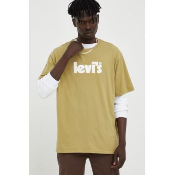 Levi's tricou din bumbac culoarea verde, cu imprimeu