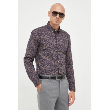 Manuel Ritz camasa barbati, culoarea albastru marin, cu guler button-down, slim