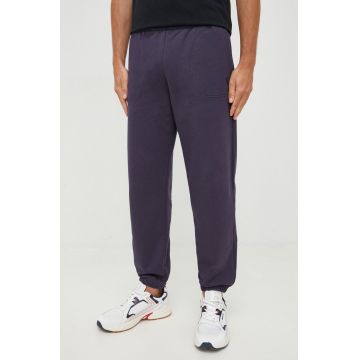 Trussardi pantaloni de trening din bumbac barbati, culoarea albastru marin, melanj