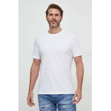BOSS Orange tricou din bumbac barbati, culoarea alb, neted, 50508243
