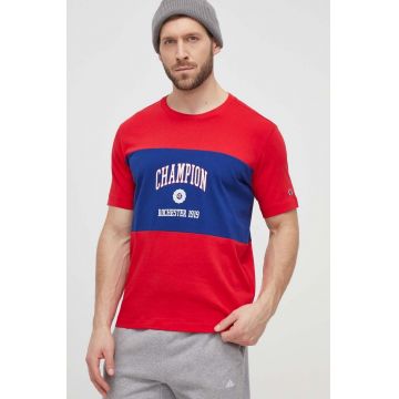 Champion tricou din bumbac barbati, culoarea rosu, cu imprimeu, 219853