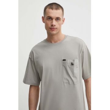 Columbia tricou din bumbac Landroamer barbati, culoarea gri, neted, 2076021