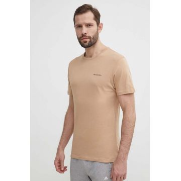 Columbia tricou din bumbac North Cascades barbati, culoarea bej, cu imprimeu, 1834041