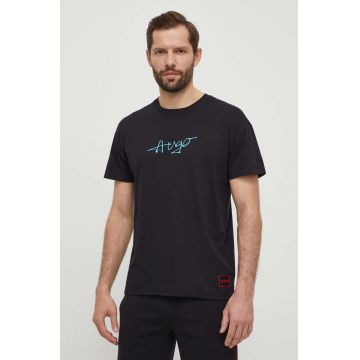 HUGO tricou bărbați, culoarea negru, cu imprimeu 50515250