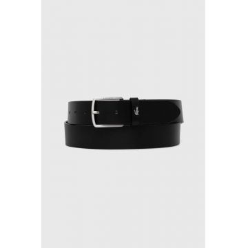 Lacoste curea de piele barbati, culoarea negru