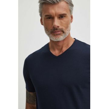 Medicine tricou barbati, culoarea albastru marin, neted
