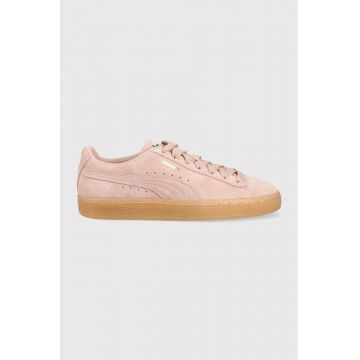 Puma sneakers din piele întoarsă Suede Classic XXI culoarea roz 390984