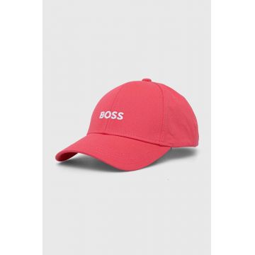 BOSS șapcă de baseball din bumbac culoarea roz, cu imprimeu, 50495121