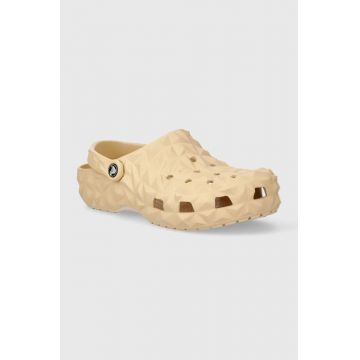 Crocs papuci Classic Geometric Clog culoarea bej, 209563