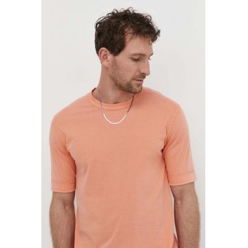 Drykorn tricou din bumbac barbati, culoarea portocaliu, neted