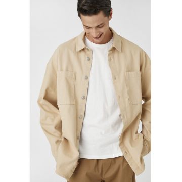 Jaheta-camasa cu imprimeu si buzunar pe piept - Bej
