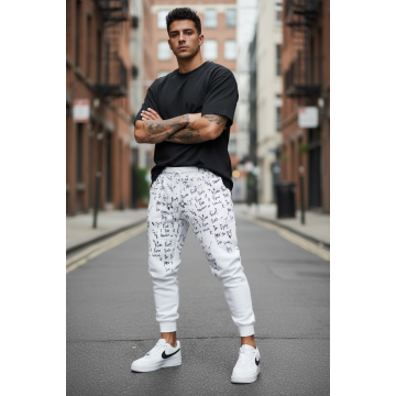 Pantaloni de trening albi conici 172 16-5