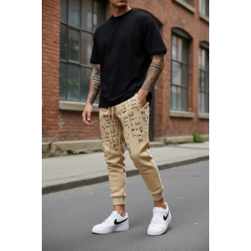 Pantaloni de trening bej conici 172 15-3