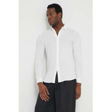 Armani Exchange camasa din bumbac barbati, culoarea alb, cu guler clasic, regular