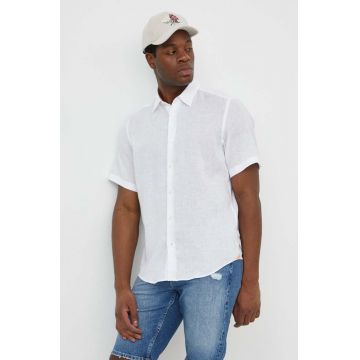 BOSS cămașă de in culoarea alb, cu guler clasic, regular 50515156