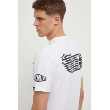 Ellesse tricou din bumbac Boretto T-Shirt barbati, culoarea alb, cu imprimeu, SHV20120