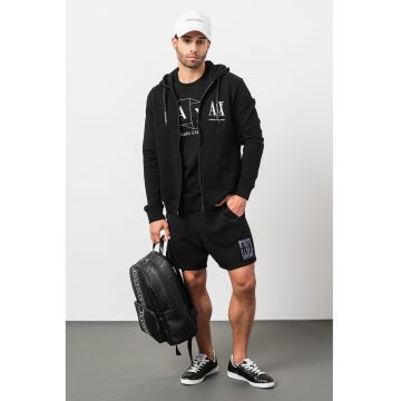 Hanorac din amestec de bumbac cu logo brodat - Negru