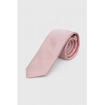 HUGO cravata de matase culoarea roz