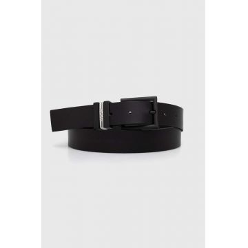 HUGO curea de piele barbati, culoarea negru