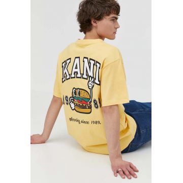 Karl Kani tricou din bumbac barbati, culoarea galben, cu imprimeu