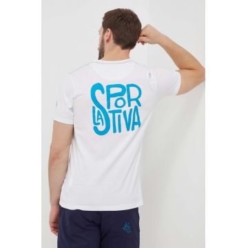 LA Sportiva tricou Back Logo barbati, culoarea alb, cu imprimeu, F04000000
