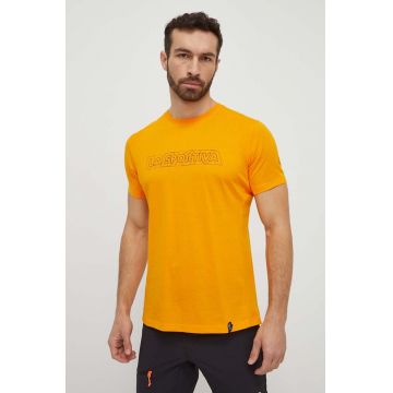 LA Sportiva tricou Outline barbati, culoarea portocaliu, cu imprimeu, F28102102