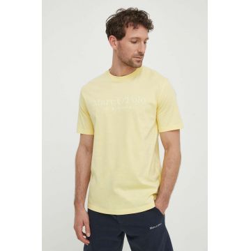 Marc O'Polo tricou din bumbac barbati, culoarea galben, cu imprimeu