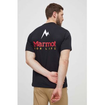 Marmot tricou sport Marmot For Life culoarea negru, cu imprimeu
