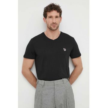 PS Paul Smith tricou din bumbac barbati, culoarea negru, cu imprimeu