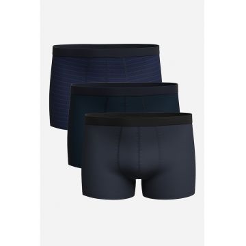 Set de boxeri cu talie elastica - 3 perechi - Negru/Albastru