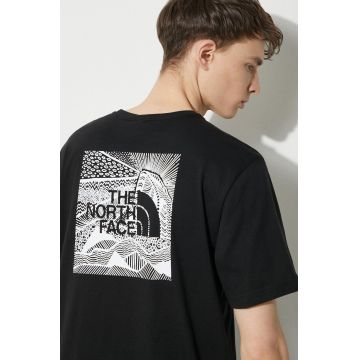 The North Face tricou din bumbac M S/S Redbox Celebration Tee barbati, culoarea negru, cu imprimeu, NF0A87NVJK31