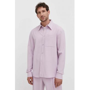 Won Hundred cămașă bărbați, culoarea roz, cu guler clasic, regular 2851-14229
