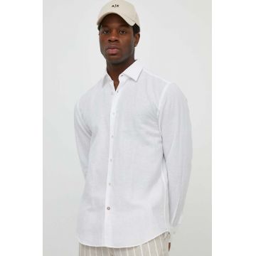 BOSS cămașă de in culoarea alb, cu guler clasic, regular 50513661