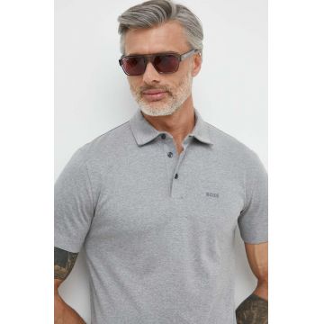 BOSS polo de bumbac culoarea gri, uni 50471335