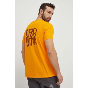 LA Sportiva tricou Back Logo barbati, culoarea portocaliu, cu imprimeu, F04102102