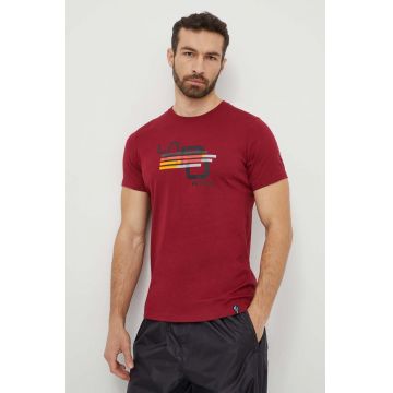 LA Sportiva tricou Stripe Cube barbati, culoarea bordo, cu imprimeu, N98320320
