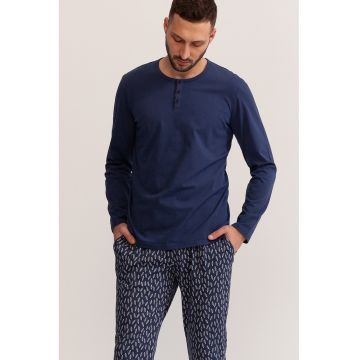 Pijama cu decolteu henley Lazar