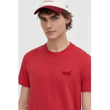 Superdry tricou din bumbac barbati, culoarea rosu, cu imprimeu