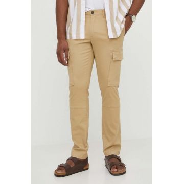 Michael Kors pantaloni barbati, culoarea bej, drept