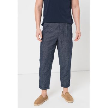 Pantaloni crop din amestec de in