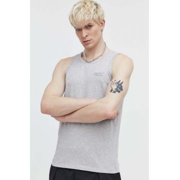 Superdry tricou din bumbac barbati, culoarea gri