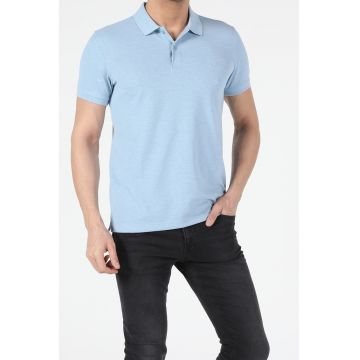 Tricou polo de bumbac cu model uni