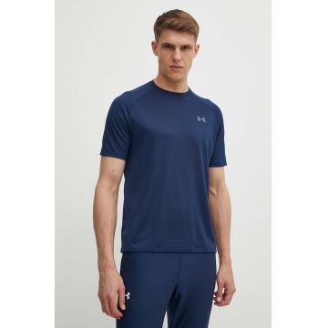 Under Armour tricou de antrenament Tech 2.0 culoarea albastru marin, neted 1326413-191