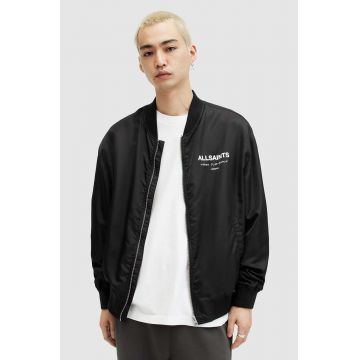 AllSaints geaca bomber UNDERGROUND BOMBER barbati, culoarea negru, de tranzitie, MJ561Z