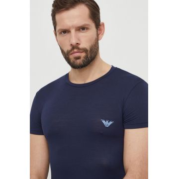 Emporio Armani Underwear tricou lounge 2-pack culoarea albastru marin, cu imprimeu, 111670 4R733