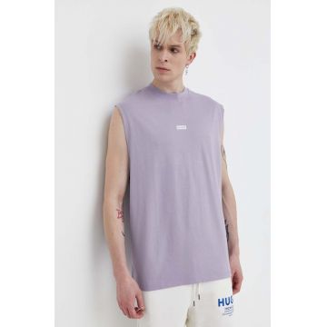 HUGO Blue tricou din bumbac bărbați, culoarea violet 50510726