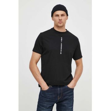 Karl Lagerfeld tricou din bumbac barbati, culoarea negru, cu imprimeu