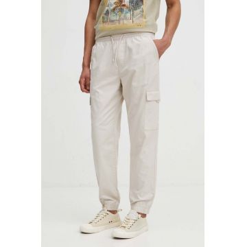 Medicine pantaloni barbati, culoarea bej, cu fason cargo