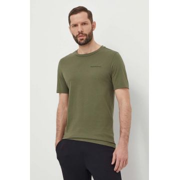 Peak Performance tricou din bumbac barbati, culoarea verde, neted