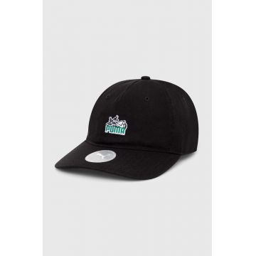 Puma șapcă de baseball din bumbac Skate Relaxed Low Curve culoarea negru, cu imprimeu, 025131